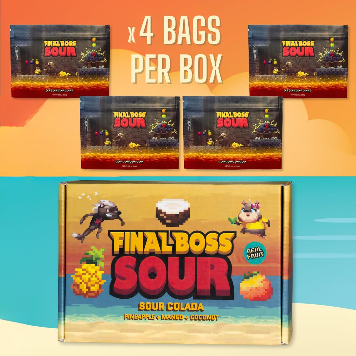 3.50oz 4 Pack Super Sour Chewy Gummies C918
