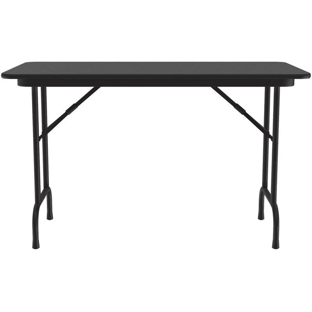24"W x 48"D Steel Metal & Wood Folding Table in Black Granite A58140