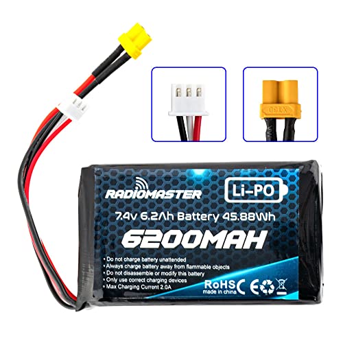 7.4V 2S 6200mAh Rechargeable Lipo Battery with XT30 JST-XH Connector H478758