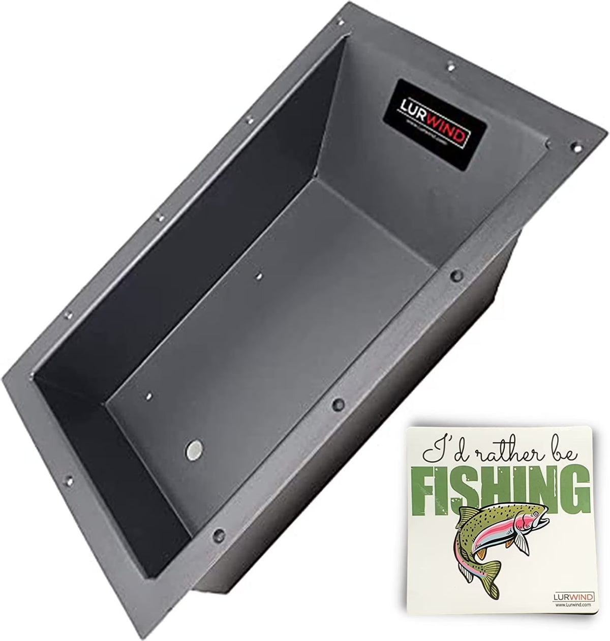 Black Powder Coated Aluminum Recessed Trolling Motor Pan with Sticker N84453
