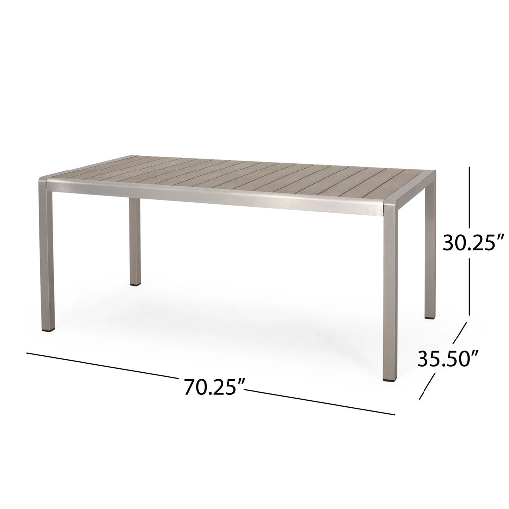 Outdoor Aluminum Dining Table with Faux Wood Top L947