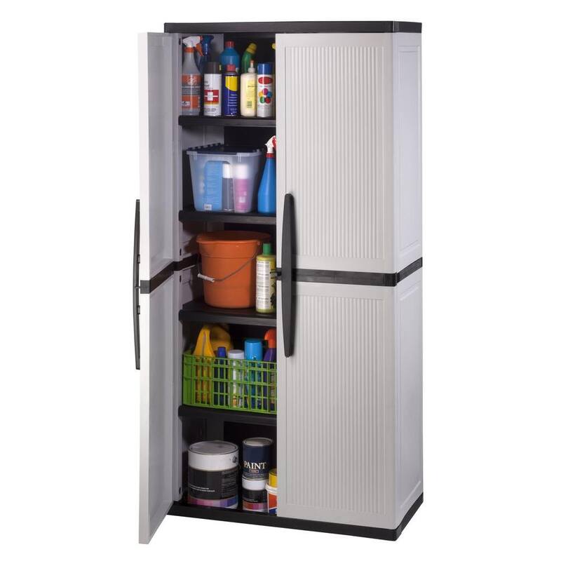 Gray Plastic Freestanding Garage Cabinet W5566