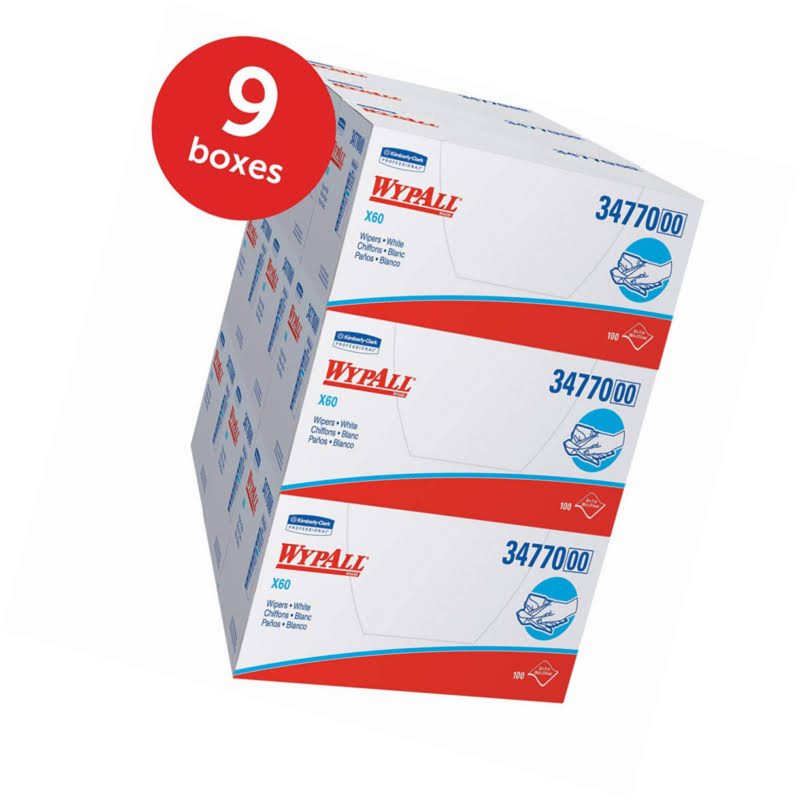 1/4 Fold White Wipers, 11 x 23, 100/Box, 9/Carton H9514