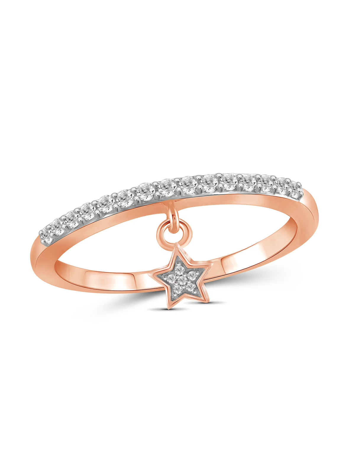 1/5 Carat White Diamond Ring Rose Gold Over Silver T4480