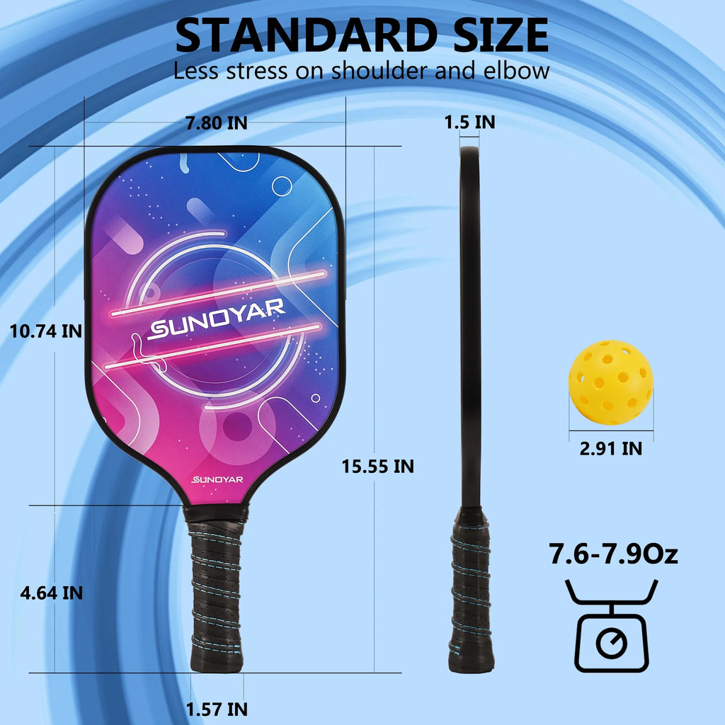 Fiberglass Pickleball Paddles Set of 2 with 4 Balls and 1 Bag R8662