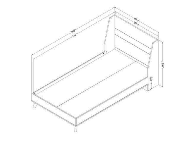 Twin Natural Walnut and Pure White Bed N962