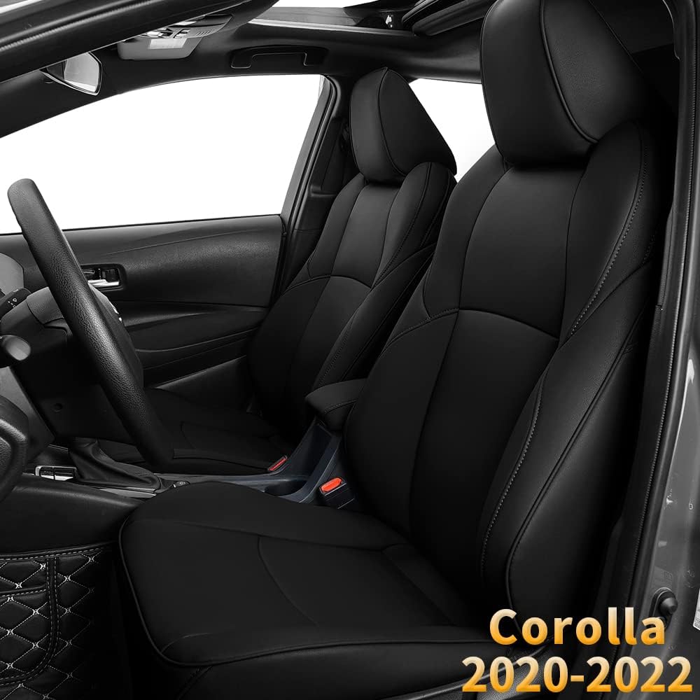 Faux Leather Car Seat Covers Full Set Black L625807
