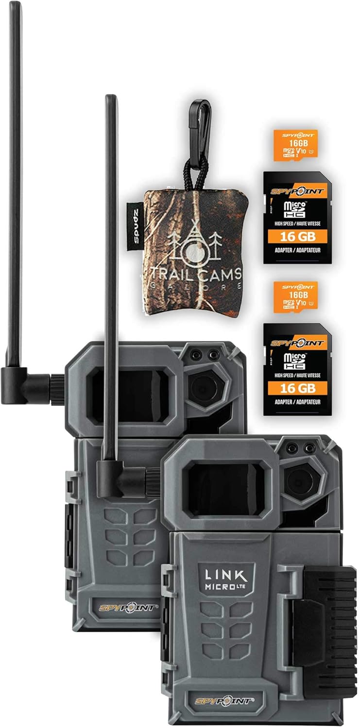 Cellular Trail Camera Twin Pack with SD Cards and Microfiber Cloth Screen Cleaner B189
