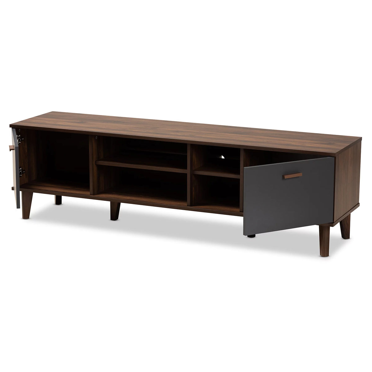 Walnut Brown and Grey Finished Wood TV Stand E468779