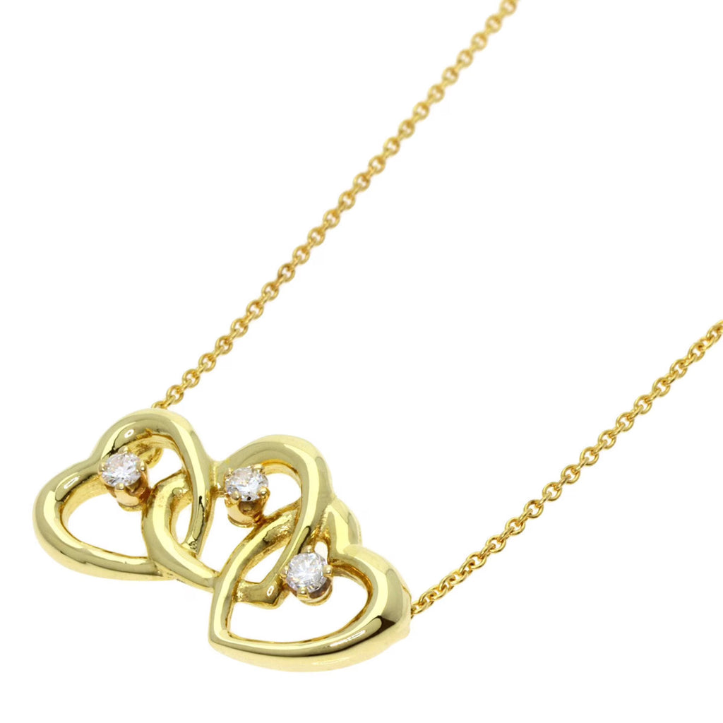 Tiffany Triple Heart Diamond Necklace K18 Yellow Gold B3888