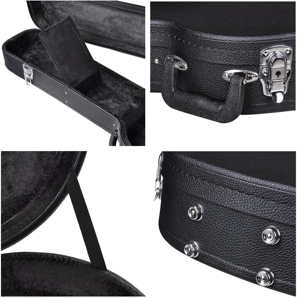 Black PU Leather Wooden Hard-Shell Guitar Case Z41132