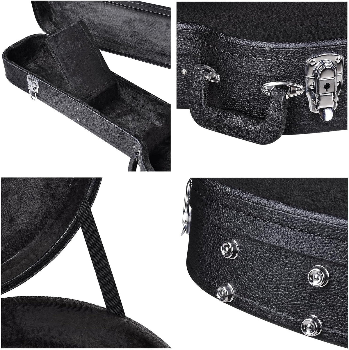 Black PU Leather Wooden Hard-Shell Guitar Case Z41132
