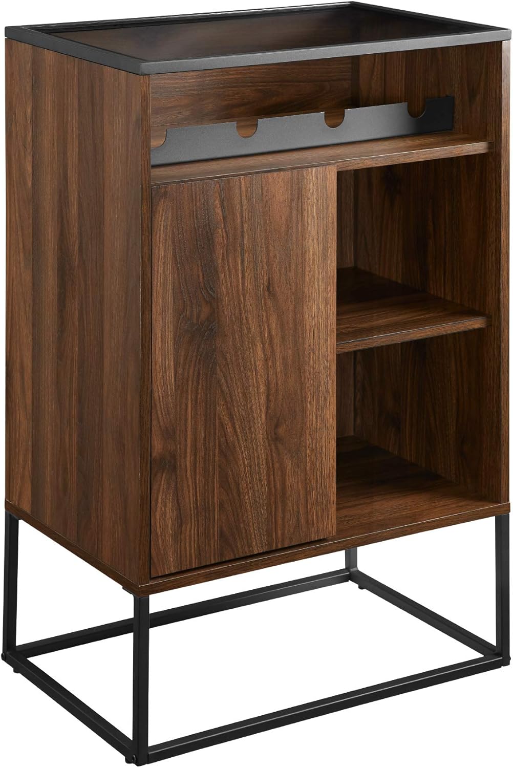 Dark Walnut 24 Inch Wood and Glass Storage Cabinet T62722