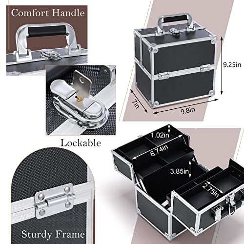Silver Aluminum Makeup Case with 4 Trays Q186674