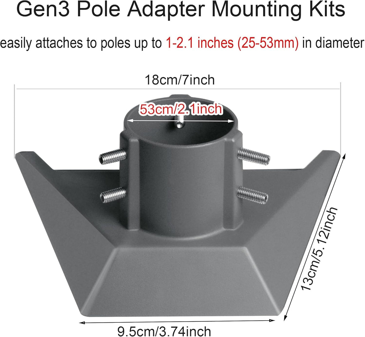 Gen 3 Pipe Adapter Mount Kit for Starlink Standard Dish J9451