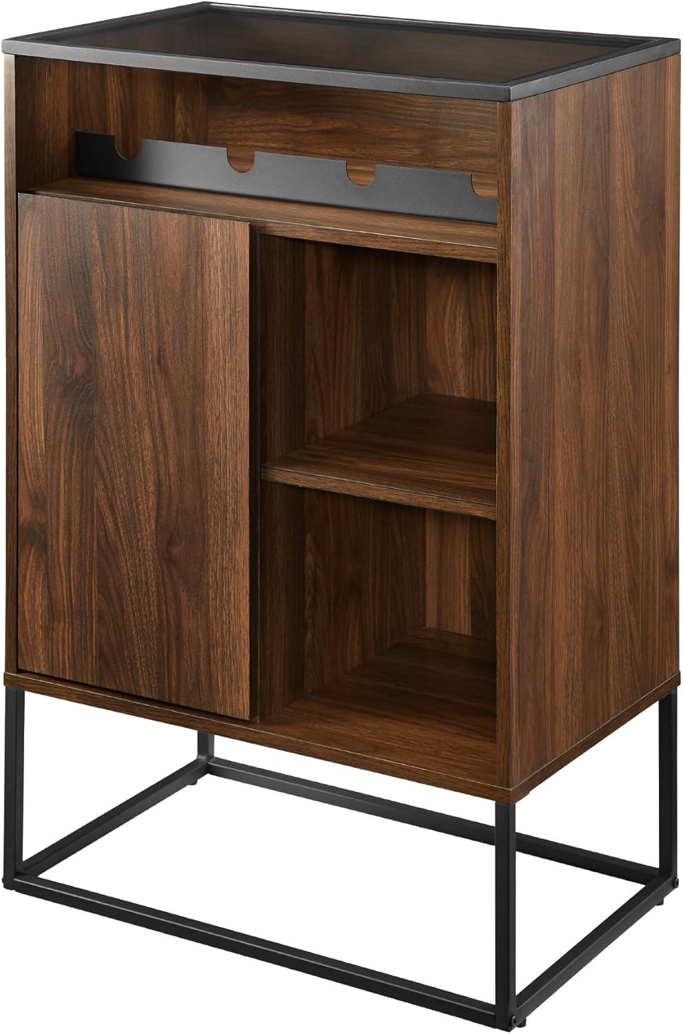 Dark Walnut 24 Inch Wood and Glass Storage Cabinet T62722