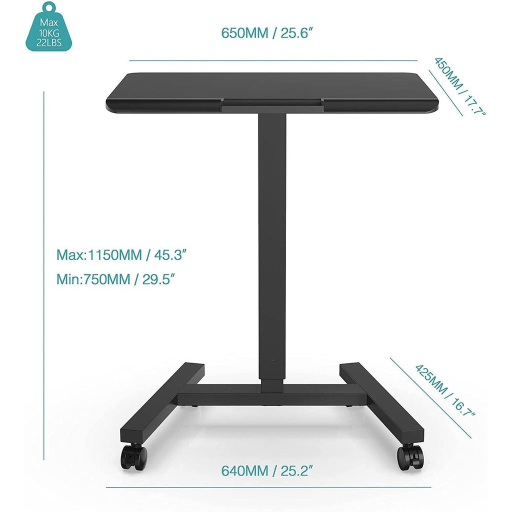Black Adjustable Height Rolling Laptop Desk Cart V967555
