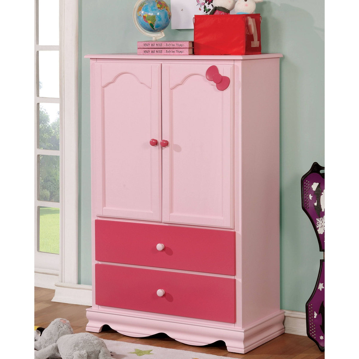 Pink Solid Wood Youth Armoire H16381