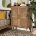 Medium Oak Finished Wood 2-Door Accent Storage Cabinet H9522