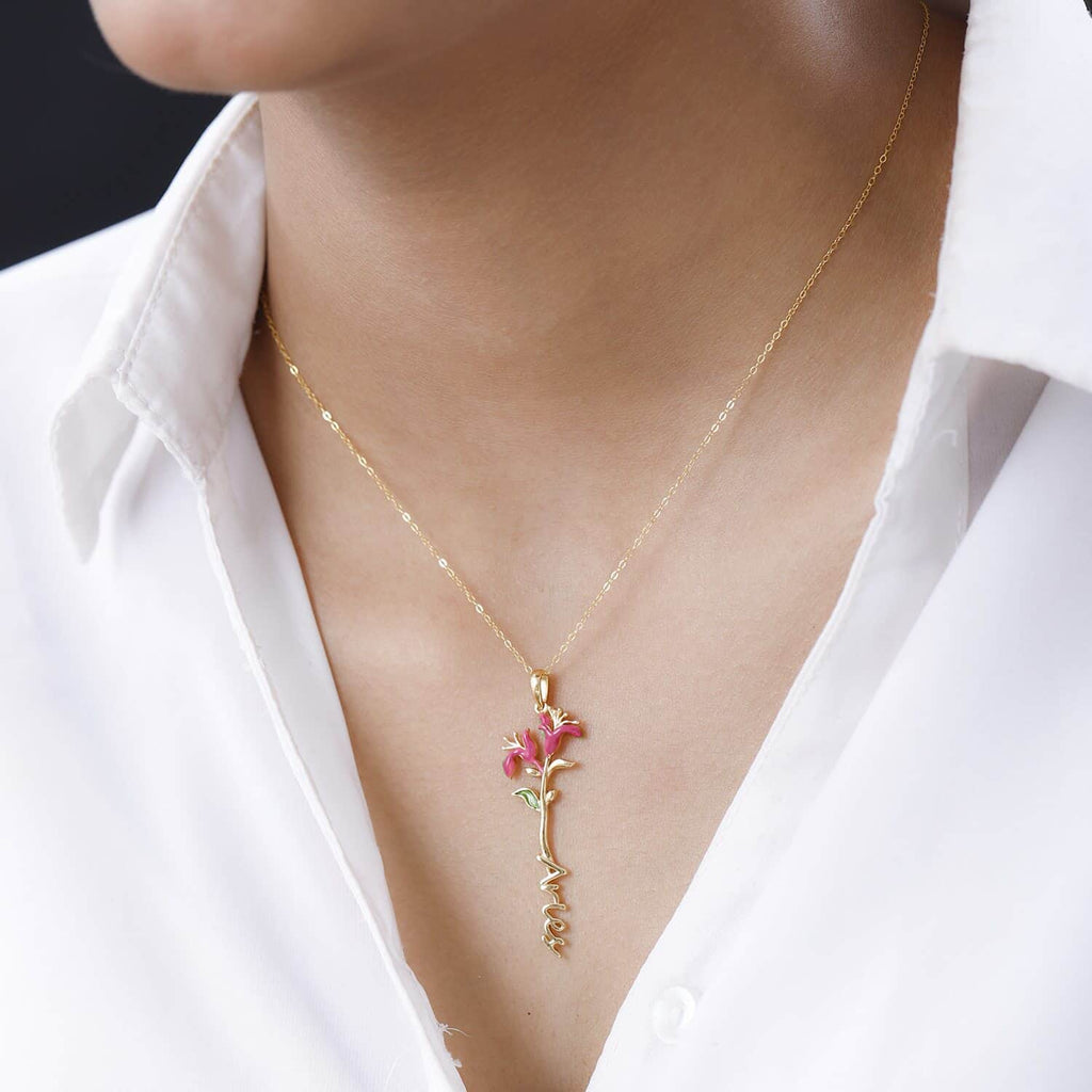 925 Sterling Silver 14K Yellow Gold Plated Pink Green Enameled Aries Pendant Necklace 16-18" J9417