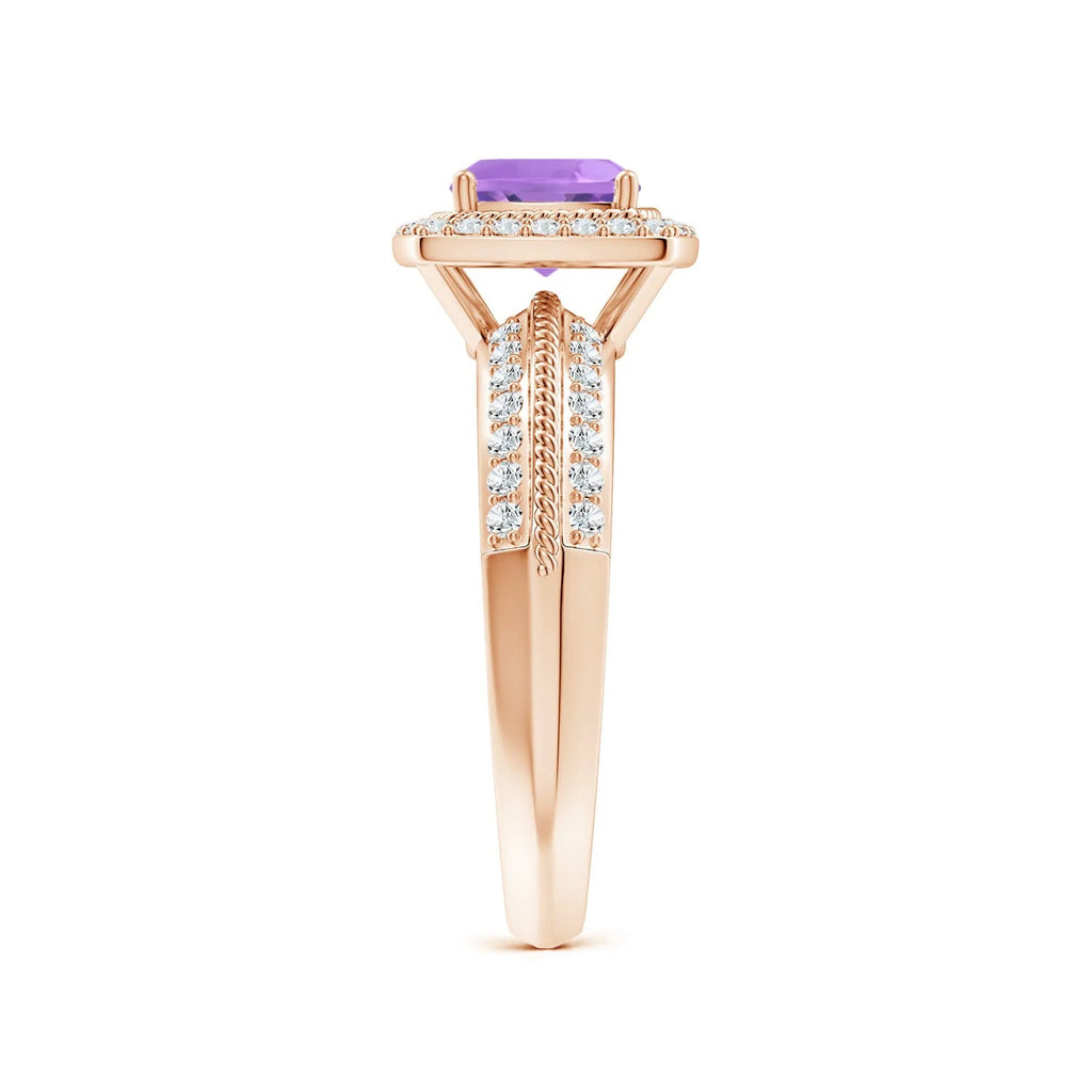 Amethyst with Diamond Halo Ring in 14K Rose Gold K288081