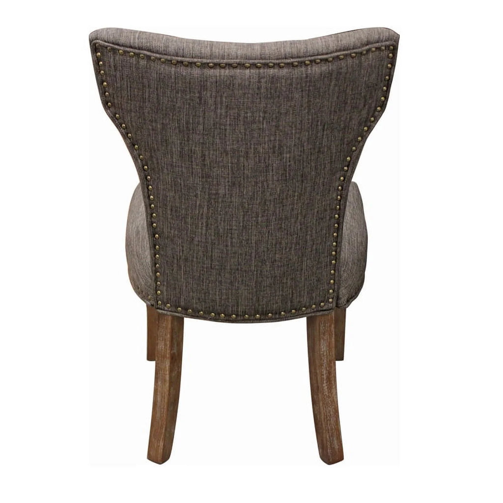 22" Mid-Century Linen Fabric Solid Wood Side Chair in Dark Gray Set of 2 I3472