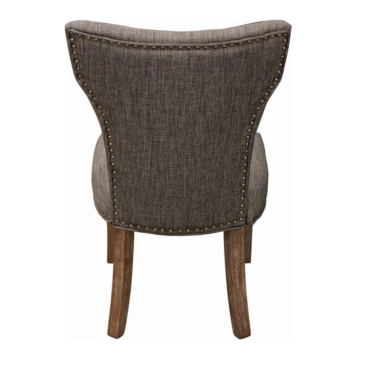 22" Mid-Century Linen Fabric Solid Wood Side Chair in Dark Gray Set of 2 I3472