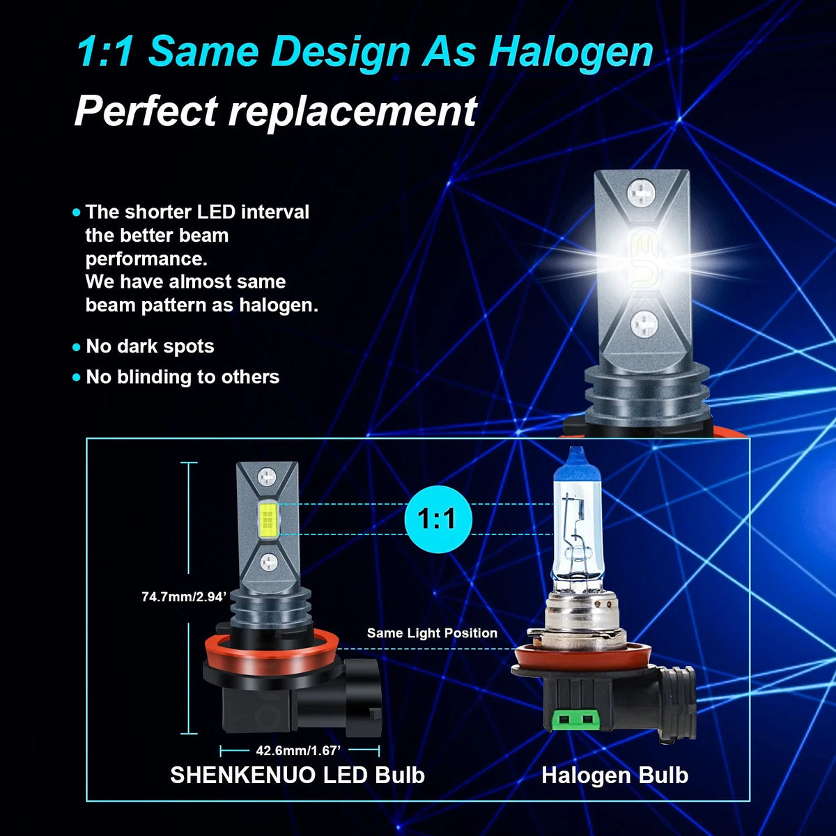 9005 High + H11 Low Beam + H11 Fog Beam LED Headlight Bulbs 6000K Cool White X541