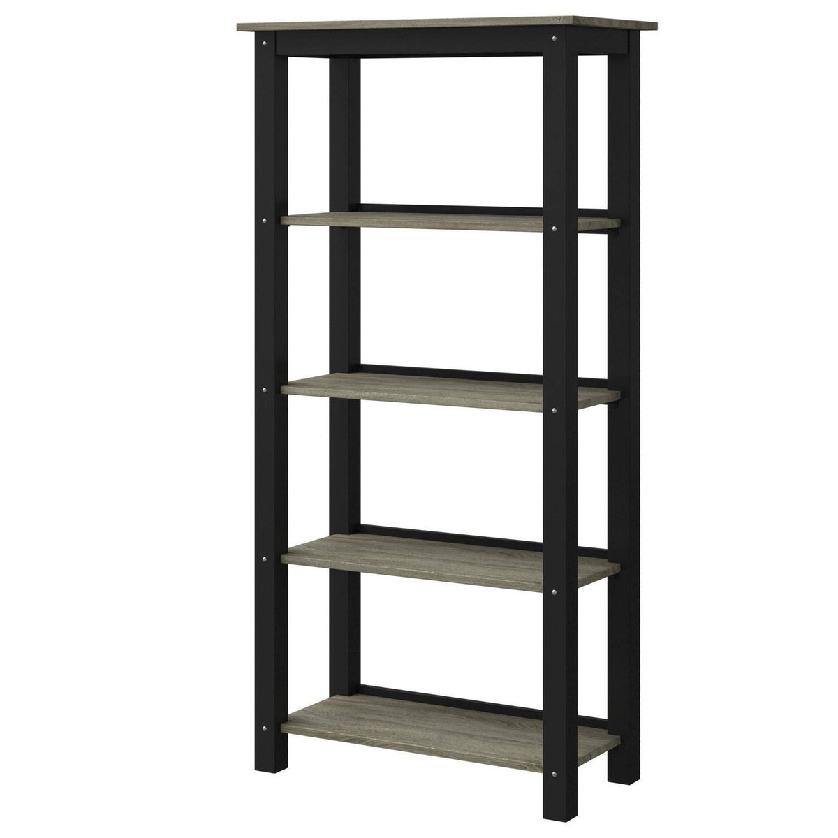 Black and Clayton Oak 4-Shelf Industrial Bookcase L729