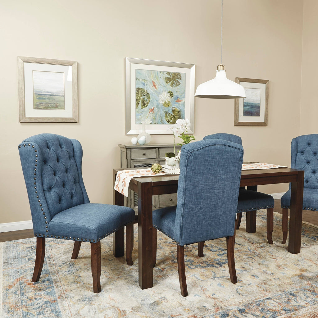 Navy Tufted Wing Dining Chair C805