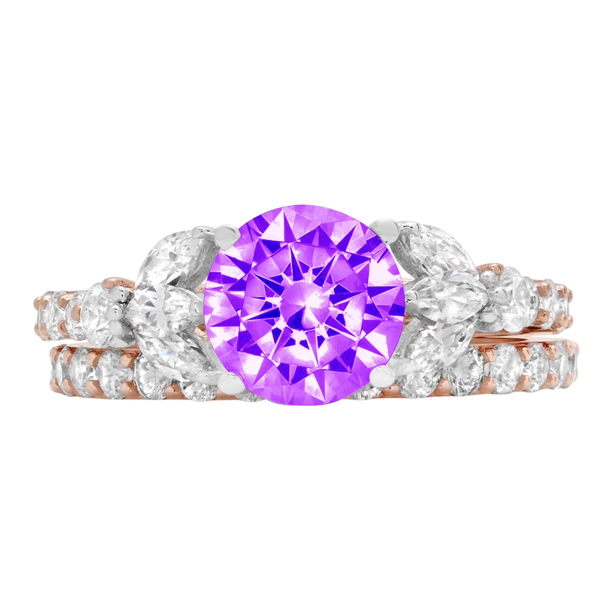 Purple Natural Amethyst 18k Gold Ring N1347