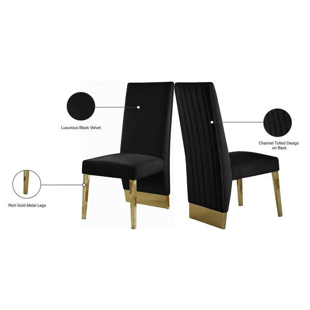 Velvet Dining Chair in Black (Set of 2) J570508