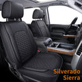 Black Faux Leather Seat Covers Front Set 2pcs V661
