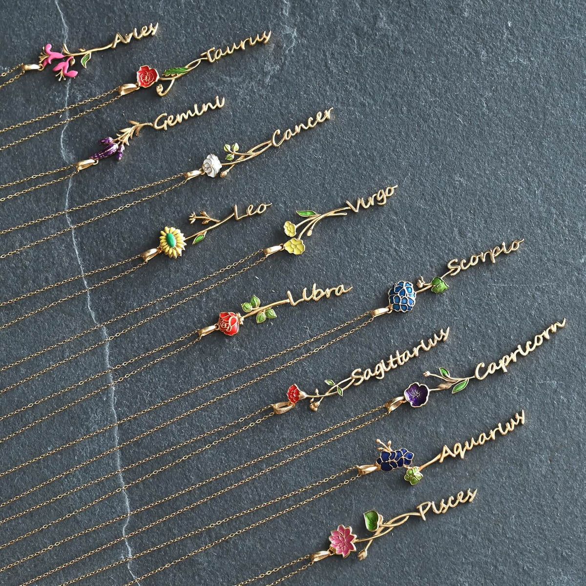 925 Sterling Silver 14K Yellow Gold Plated Pink Green Enameled Aries Pendant Necklace 16-18" J9417