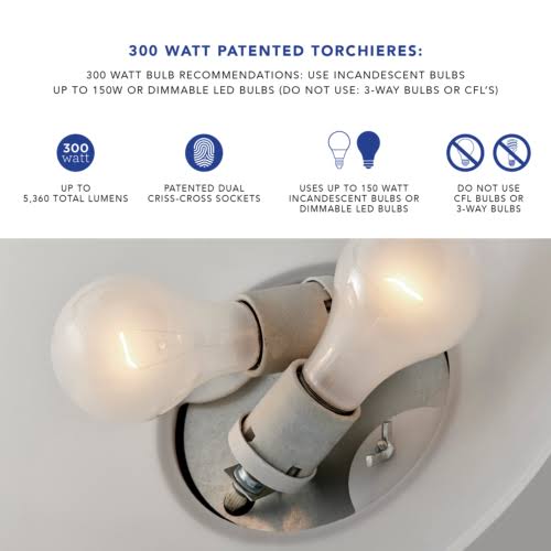 Brushed Steel Metal 300W Torchiere D561
