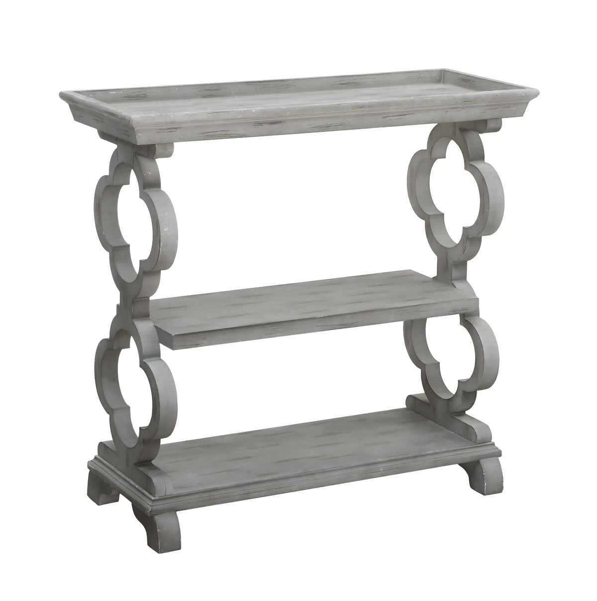 Grey Quatrefoil Console Table Z84274