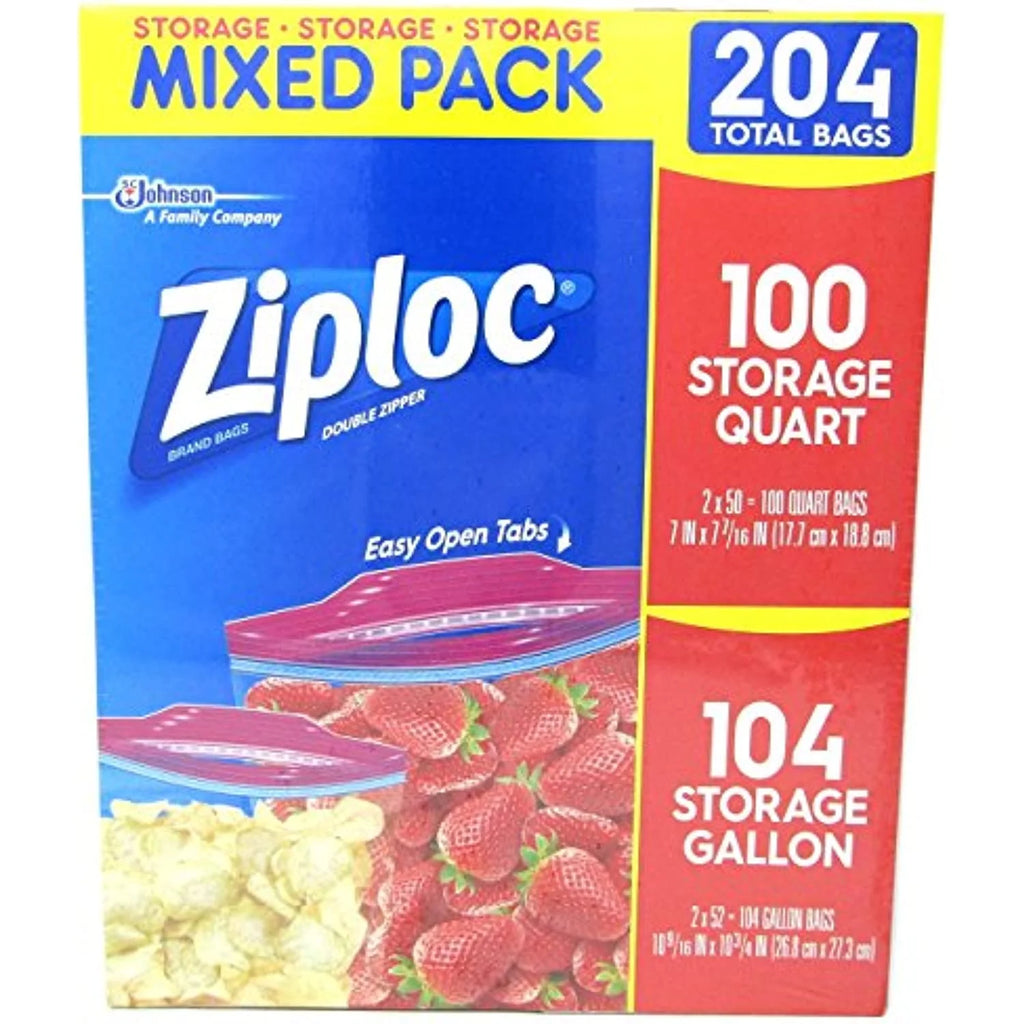 204 Count Gallon & Quart Double Zipper Storage Bags Y148870