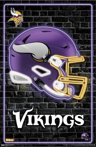 NFL Minnesota Vikings Neon Helmet Wall Poster K97334