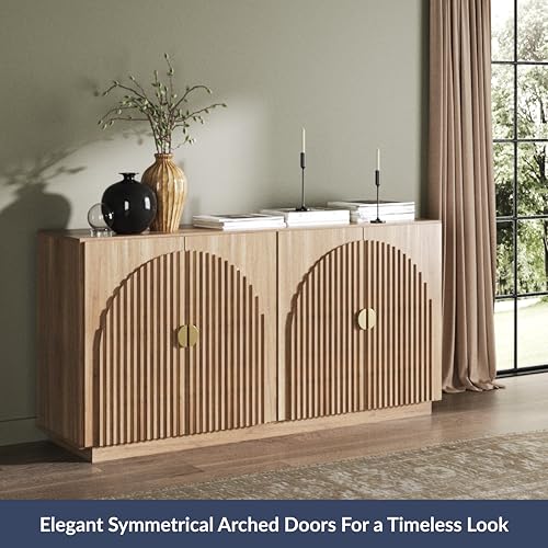 65 Inch Fluted Buffet Cabinet with Storage Y437366