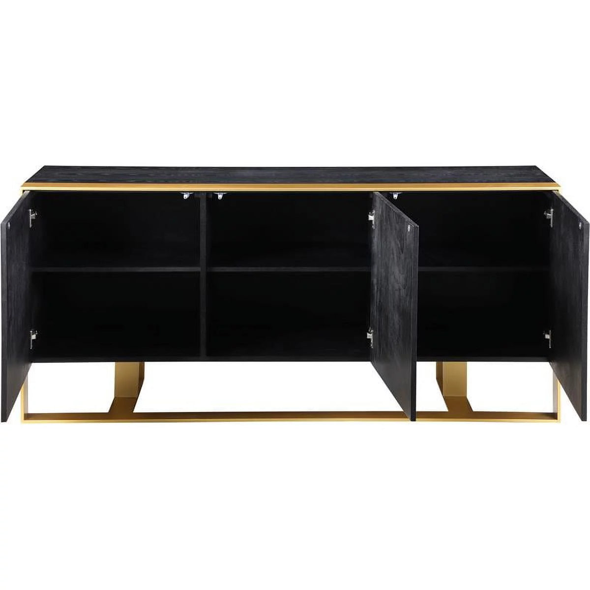 Black Oak Wood Veneer Sideboard and Buffet J482