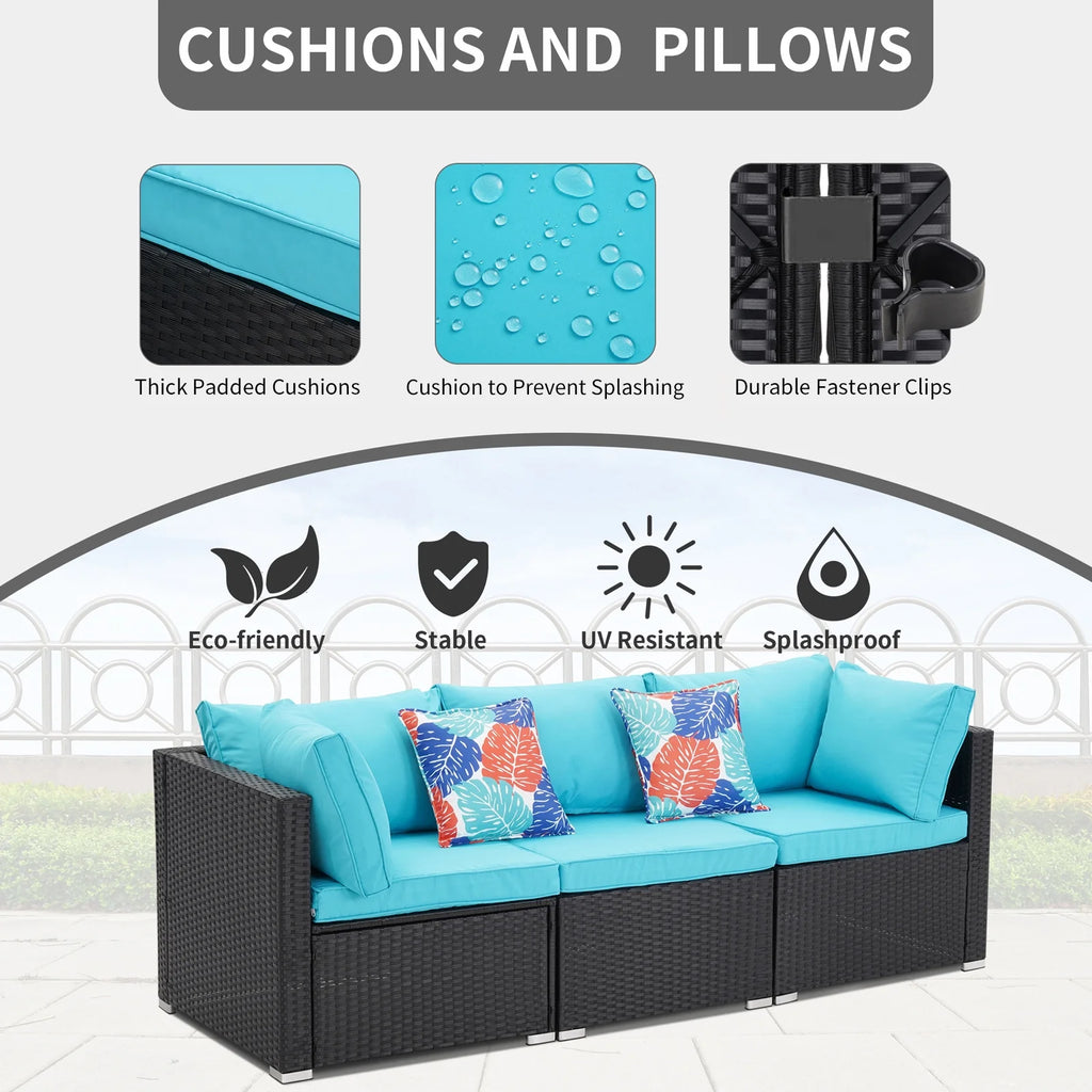 3 Pcs Beige Outdoor Patio Sofa Set I6666