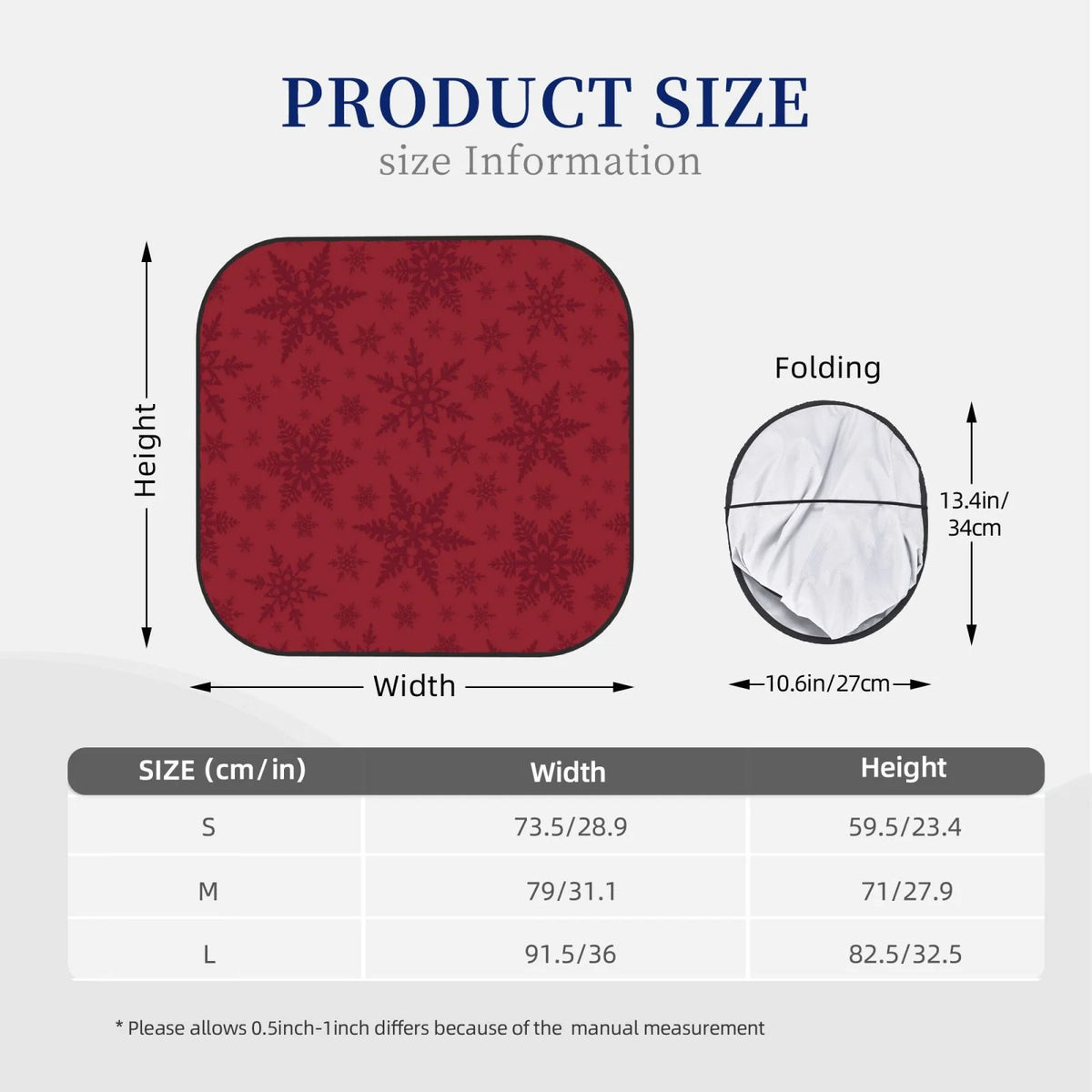 Christmas Red Snowflakes 2 Pack Foldable Car Windshield Sun Shade I345302