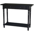 Black Rectangle Wood Console Table with Drawers Z6026