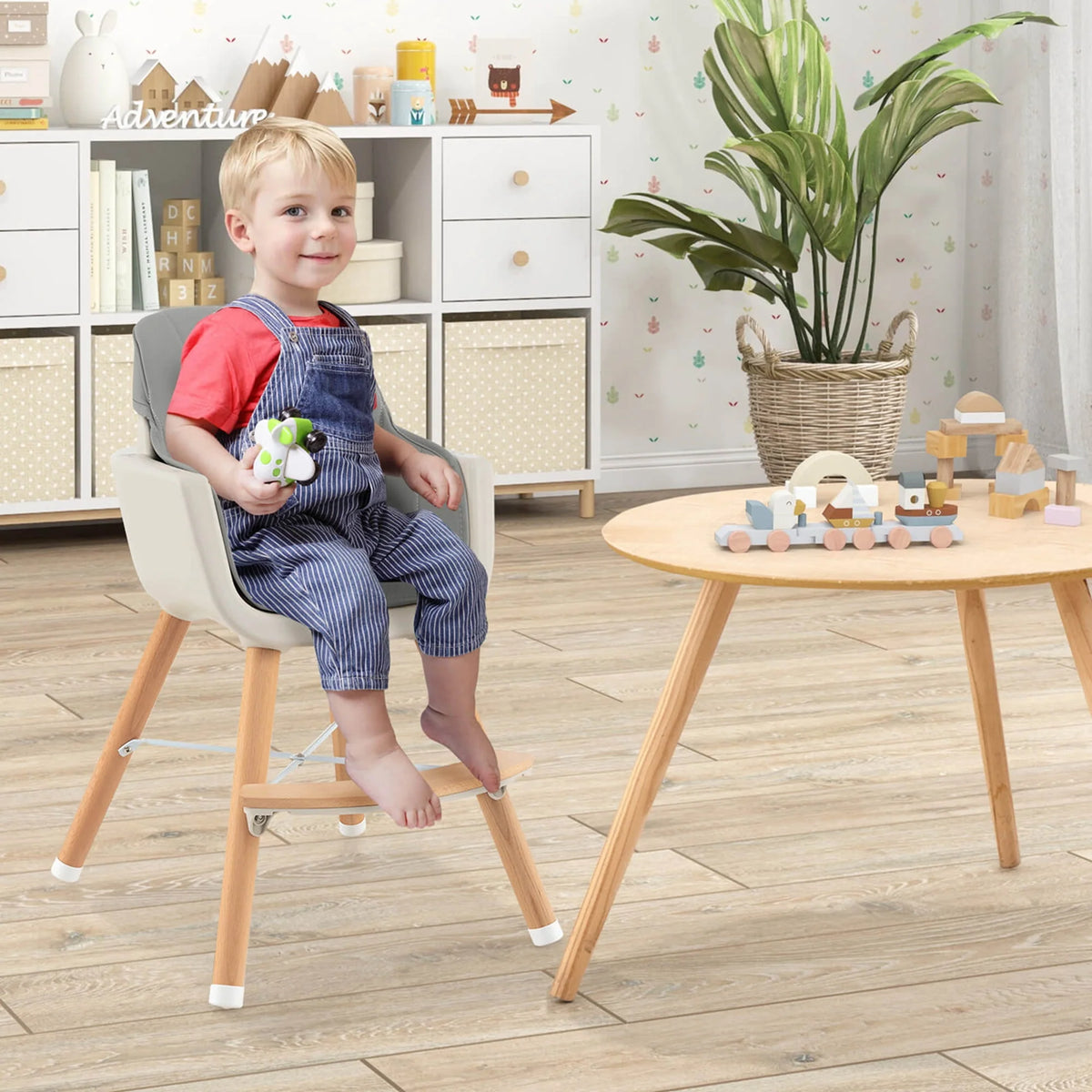 3 in 1 Convertible Wooden High Chair Beige W353131