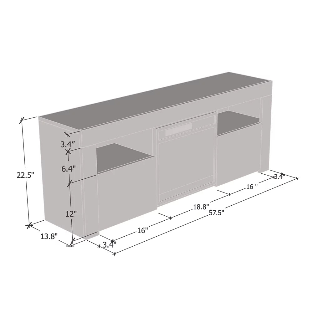 High Gloss Fireplace TV Stand with Storage Cabinets and LED Lights W8502