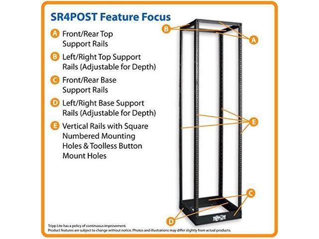 45U 4-Post Open Frame Rack Cabinet Square Holes 1000lb Capacity G97789