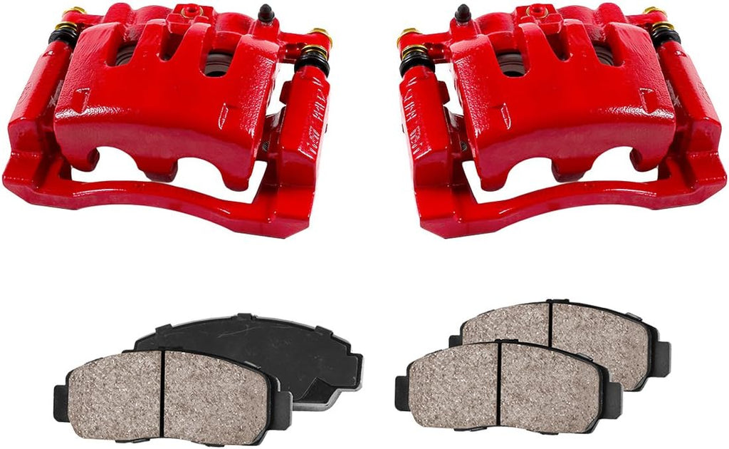 Red Powder Coated Calipers + Ceramic Brake Pads V368