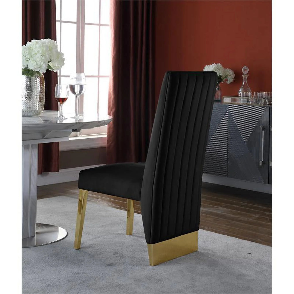 Velvet Dining Chair in Black (Set of 2) J570508