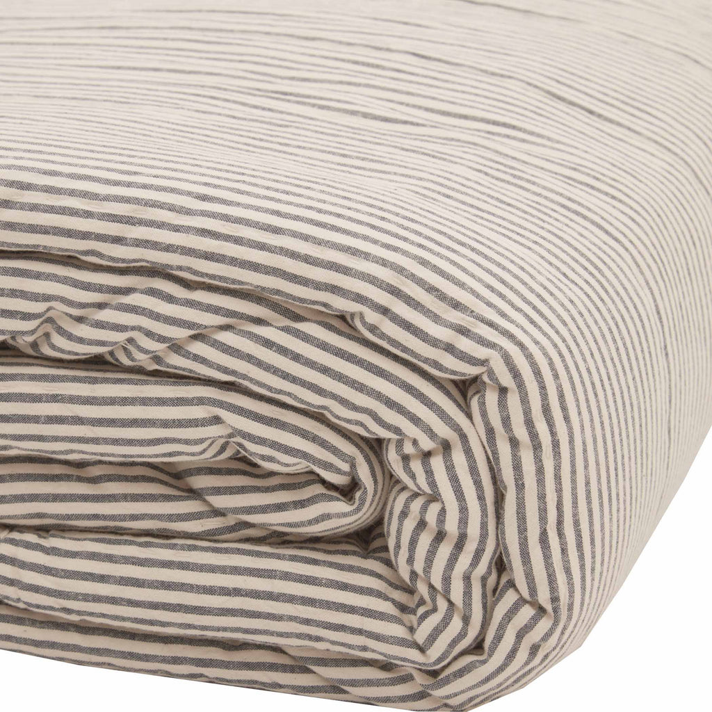 Blue Ticking Stripe King Quilt Coverlet F937