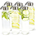 Glass Water Bottle with Lids and Sleeves, 18 oz Pack of 6 A51300